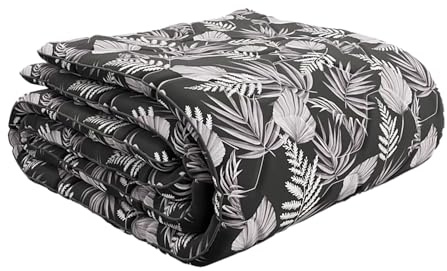 HappyBed - 160x220 cm - Waschbare Bettdecke ohne Bezug - Bedruckte Bettwäsche - Schwarze Blätter