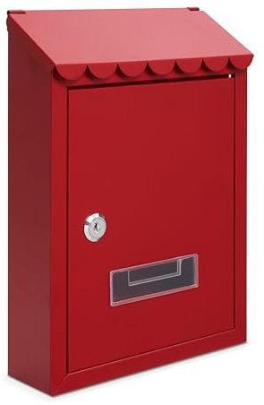 Assorted Collections Boîte aux Lettres Murale | boîte aux Lettres verrouillable en Acier galvanisé avec 2 clés | résistante aux intempéries Boîte aux Lettres, 21 x 30 x 7 cm (Rouge)