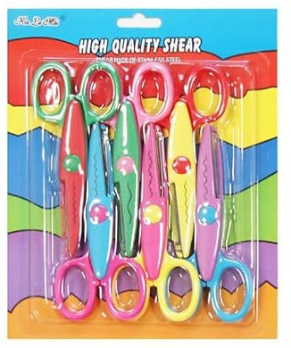 6 Stück Bastelschere Set, DIY Kinder Zickzackschere, Kinderschere, Bastelschere Grundschule für Bastelarbeiten, Scrapbooking, Kinderdesigns