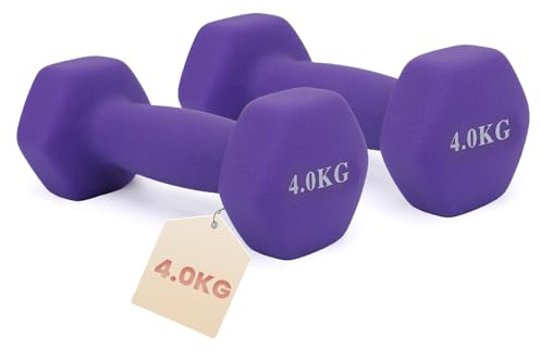 HCT STYLE Lot de 2 Haltères Hexagonaux, de 1 à 5 kg | Haltères avec revêtement antidérapant pour fitness, aérobic, musculation et entraînement à domicile, disponibles de 1 à 5 kg