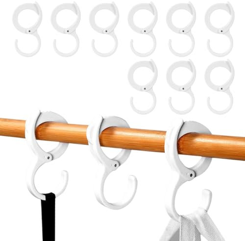 CANCYCC Lot de 9 crochets de suspension en S - Anti-chute - Diamètre réglable de 2,5 à 3,5 cm - Pour tringle à vêtements, cuisine, salle de bain, bureau - Blanc