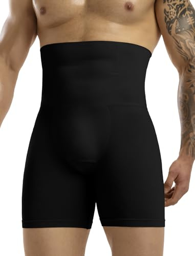 MISS MOLY Shapewear Calzoncillos bóxer para hombre, cintura alta, pantalones cortos de compresión, sin costuras, moldeador de figura, ropa interior para hombre, moldeador de cuerpo, control de abdomen