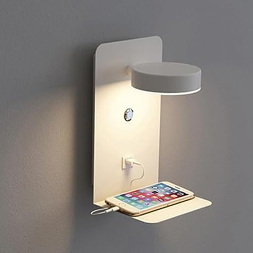 Confezione da 1 Lampada Da Lettura Da Testiera, Lampada Da Parete Moderna Per Interni Con Porta Di Ricarica USB | Interruttore a pulsante,(3000K/4000K/6000K) Luci da comodino regolabili a 330°