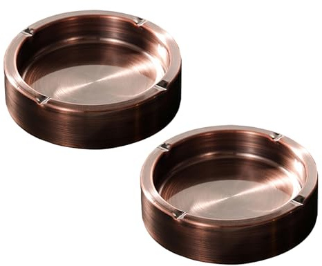 Skroad Ashtray,2 Pack Stainless Steel Ash Tray for Outside and Inside,Heat Resistant&Unbreakable& Washable Cigar Ash Trays for Outdoor,Portable Ashtrays for Home Bar Office Restaurant or Outdoor