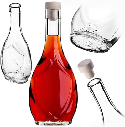 KADAX Bouteilles en verre vides 250 ml, 1 pièce, bouteilles à liqueur avec bouchons, bouteilles à remplir pour le liqueur, le vin et la eau-de-vie, bouteilles décoratives, bouteilles de vin en verre
