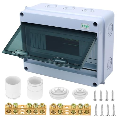 Sicherungskasten Aufputz 1 Reihig, IP65 Wasserdichter Verteilerkasten Aufputz Unterverteilung Verteilerkästen Kleinverteiler Schaltkasten für 12 Modules Garten Villen Ladesäulen Außenbereich