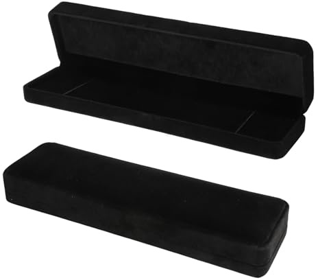 JYYWTSI 2 stycken smycken presentförpackning smyckeskrin, sammet långa smyckeskrin liten svart smyckeskrin sammet smyckeslåda för presentationer, halsband, armband, klockor, ringar örhängen