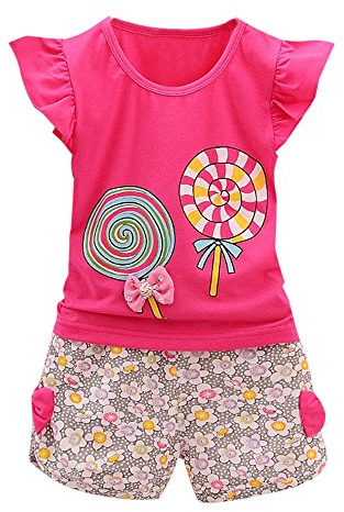 2019 Chic Ete VêTement Fille 12 Mois à 2 3 6 4 Ans | T-Shirt Gilet Tops + Shorts Pantalon | Ensembles / 2Pc | pour Bebe Fille | Vetement De Marque Walaka
