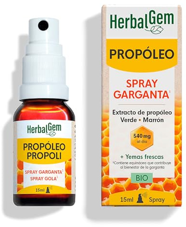 HerbalGem - Spray Gola Propoli BIO - Sollievo Naturale per Mal di Gola, Voce Rauca e Difese Immunitarie - Spray a Base di Propoli Biologica ad Ampio Spettro - 15ml
