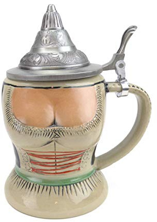 0.55L German Beer Stein with Lid – Pair of German Dirndl Oktoberfest Beer mug - Hand-Painted German Beer Stein Mug | Ceramic Tankard Collectible By Oktoberfest Haus