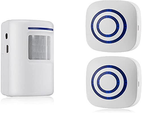 Shop Bell - Sistema di allarme senza fili con sensore di movimento, sensore di accesso, campana di movimento, con 38 suonerie, portata fino a 100 m (1 sensore + 2 ricevitori)