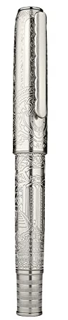 Hongdian 100 Silber Stahl Kolben Füllfederhalter, Iridium Fine Nib Calligraphie, Smooth Writing Pen, Nice Writing Pen for Men & Women