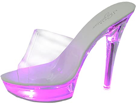 Sandales Femmes Lumineux Transparent Sexy Talons Hauts Aiguilles Plateforme Peep Toe Slip on Pantoufles Sandales 15cm Décontractées Tendances Chaussures Femmes 42