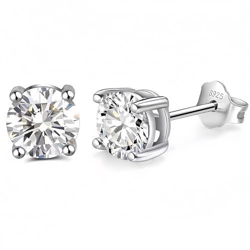 Orecchini Argento 925 Uomo con Diamanti 6mm Orecchini Brillanti in Oro per Donna