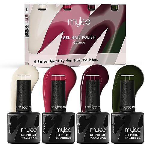 Mylee Gel Nail Polish Quad Set 4x10ml [Cosmos] - Autumn/Winter Range - UV/LED Soak-Off Nail Art Manicure Pedicure for Professional, Salon & Home Use - Long Lasting & Easy to Apply