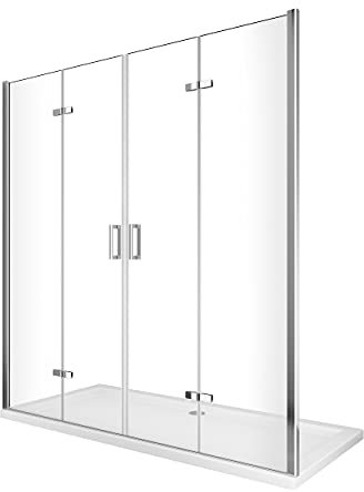 PORTA PER DOCCIA A LIBRO PIEGHEVOLE CON APERTURA TOTALE A 4 ANTE H. 190 VETRO 6 MM, REGOLABILE (REGOLABILE 158-161,5)