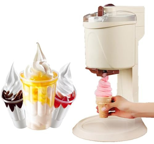 URJWAN Soft Serve Ice Cream Machine, Home Diy Kitchen Automatic Mini Fruit Soft Serve Ice Cream Maker for Healthy, Simple One Push Operation