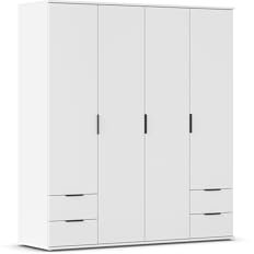 Rauch Möbel Essea, Drehtürenschrank, Kleiderschrank, Garderobe, Schrank, Kleiderschrank weiß, 4-türig, 4 Schubkästen, Farbe Alpinweiß, 168x188x52cm