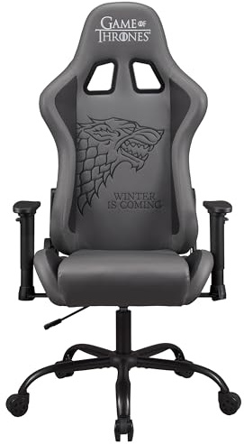 Subsonic - Silla Gaming Juego de Tronos - Silla de Oficina Ergonómica con Espuma de Alta Densidad, Respaldo Reclinable y Reposabrazos 3D Ajustables - Altura Ajustable - Gris Claro