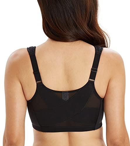 Lemorosy Reggiseno Minimizer Chiusura Anteriore Senza Ferretto(Nero,5E)