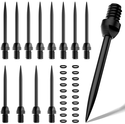 MageRabbit Steel dartpfeile Spitzen Metall,12 Stück Dartspitzen, Dartpunkte, Dart-Umwandlungspunkte, mit 20 Stück O-Typ-Gummiringen，Dart Tip Konverter Tool，Steel Spitzen für softdarts