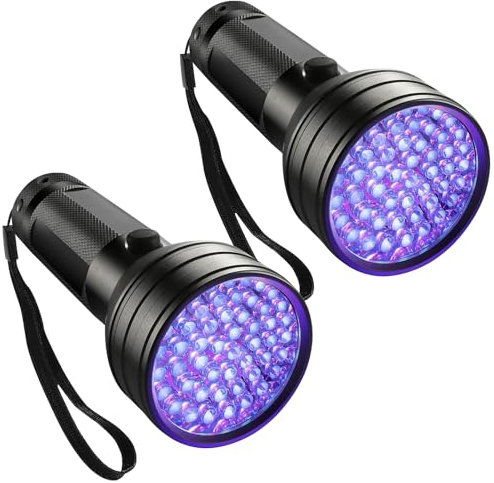 BAIFULAI 2 Stück UV Schwarzlicht Taschenlampe mit 51 LEDs, UV Lampe, Bernstein Detektor, Urin Detektor, Geldscheinprüfer