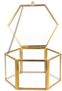 Cuicany Caja de anillo geométrica vintage de cristal, caja de cristal geométrica, caja de anillo de boda, para anillos, joyas