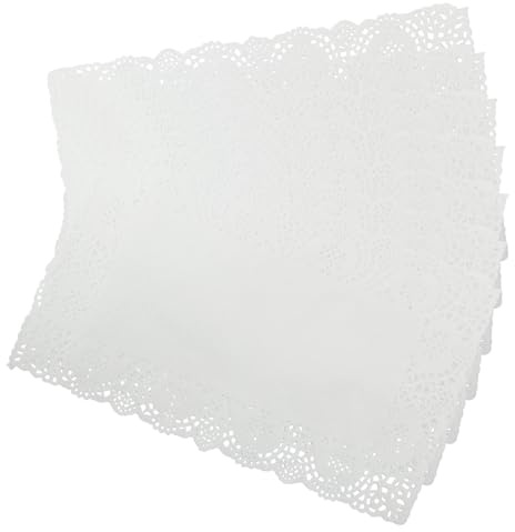 Bonsicoky Confezione da 100 centrini di carta rettangolari – centrini di carta bianca in pizzo per alimenti – tovagliette usa e getta per feste di compleanno e decorazioni da tavola di nozze – 19 x 30