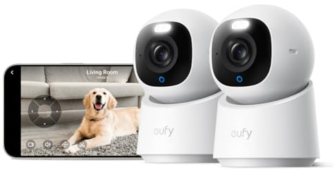 eufy Security 4K Indoor Camera E30 -No Subscription,360° Pan Tilt,AI Auto Tracking,Color Night Vision,Pet/Baby/Nanny Camera with Two-Way Audio,AI Human/Pet Detection,Works with HomeKit((2-Pack)
