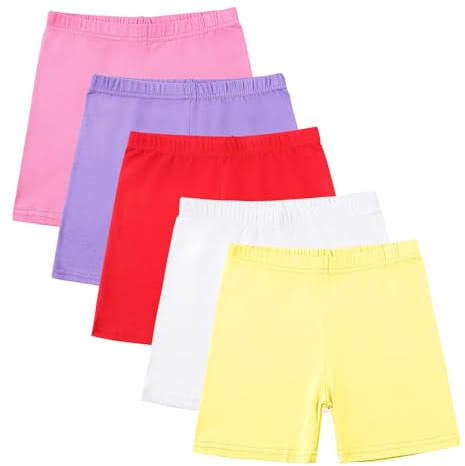 duxyoz 5 Pack Girls Cycling Shorts Breathable Safety Dance Dress Short Kids Children Teen Cotton Stretchy Undershorts Multipack Cartwheel Bike Shorts Summer Clothes Set Multicolor 11-12 Years