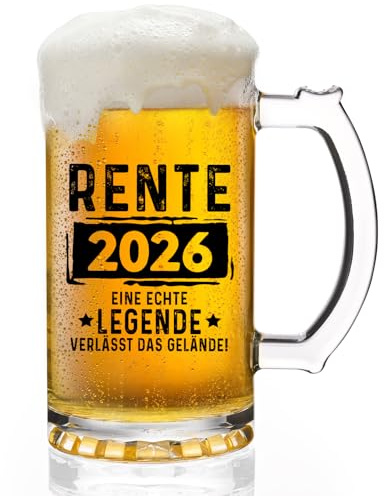 Joymaking ölglas pension 2026, pensionär present man, avskedspresent kollega pensionsinträde, pension pensionering present ölkrus 0,5 l