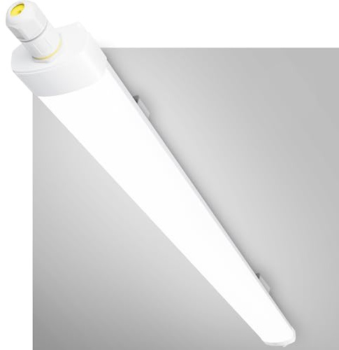 GeyouLux Plafoniera LED Lineare da Soffitto 150cm, 60W 7560lm 5000K IP65 Neon LED Con Cavo di Terra, Collegamento in Serie, 240 LEDs Flicker Free, Plafoniere Per Garage Officina Ufficio, Bianco