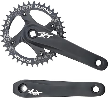 kefeimumu Bike Crankset Aluminium Alloy Square Taper Crank Set for 8/9/10/11 Speeds, Mountain Bike Crankset 170MM Arm 104 BCD 32/34/36/38/40/42T Round Chainring (38T Bike Crankset)