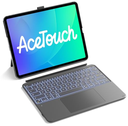 Inateck Tastatur Hülle für iPad Air 13 Zoll (2026/2025/2024,M4/M3/M2),Tastatur für ipad Pro 12.9 Zoll,6 Großes Trackpad,Abnehmbar,QWERTZ,7 Farben Hinterleuchtet,mit Stifthalter,AceTouch