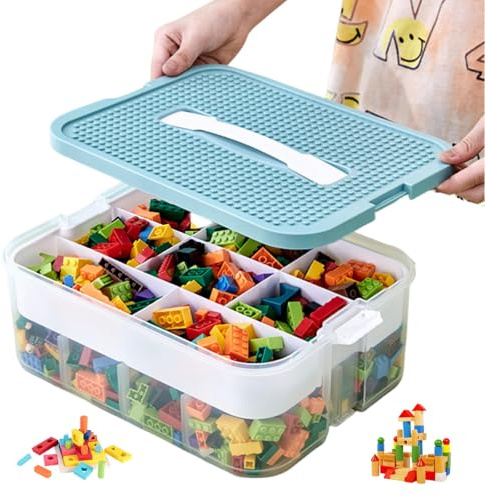 Eulihent Contenitori per LeGo, MattOncini, Impilabili Scatola Portaoggetti per LeGo, MattOncini, con Coperchio in Plastica Trasparenti per Riporre I Giocattoli Organizer