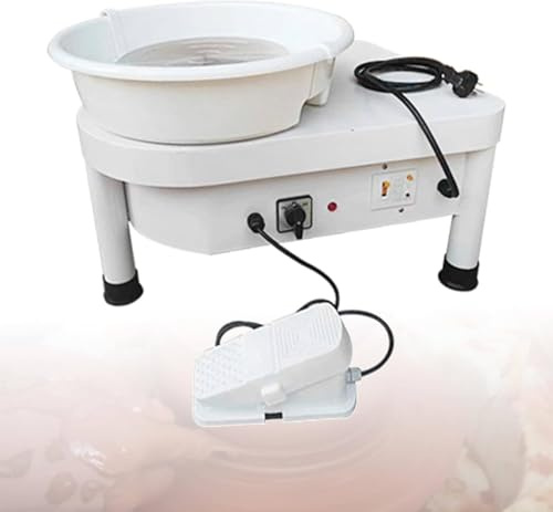 GQKVQ Torno Alfarero Eléctrico,Rueda de Cerámica Eléctrica de 350 W,Rueda de cerámica eléctrica 0-300r/min,Máquina de Cerámica 25 cm,con Pedal y Herramienta de Lavabo Desmontable