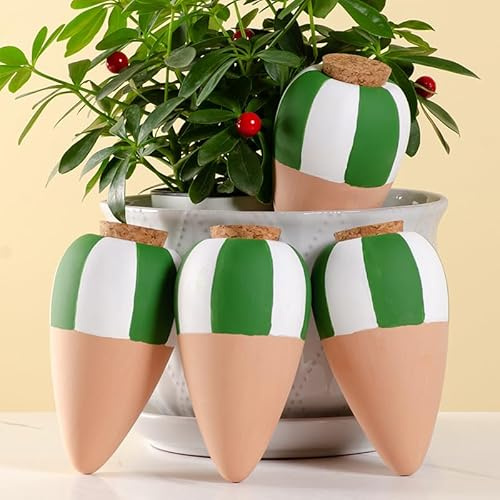 SilverChry Irrigazione a Goccia Automatica, Coni Annaffiatori per Vasi, Dosatore Acqua Piante, Sfere per Irrigazione, Automatiche per Irrigazione Piante, Vasi Terracotta per Giardino Balcone (Verde)