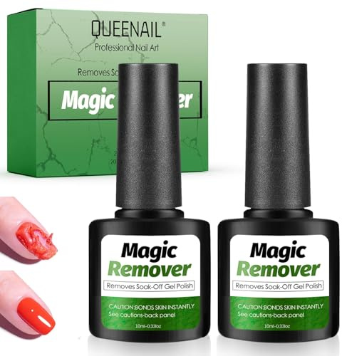 2 * 10 ml Quitaesmalte Semipermanente, Remover De Gel Verde, Retirada De Esmalte De Uñas En Minutos, Fórmula En Gel Para Desprender, Aplicación Con Pincel, Para Nail Art Profesional Y Uso Doméstico