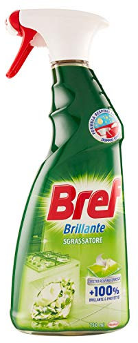 Bref Bref 100% Brillante, Spray Sgrassatore Rimuove Efficacemente Il Grasso Più Ostinato, 750 Ml - 8 confezione da 750 ml