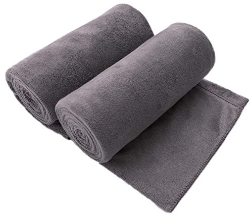 JML Microfiber Bath Towel 2 Pack(30 x 60), Oversized Thick Towels, Soft, Super Absorbent and Fast Drying, No Fading Multipurpose Use for Sports, Travel, Fitness, Yoga, 30 in 60 in, Grey Count