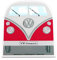 BRISA VW Collection - Volkswagen Polycarbonat EIS-Kratzer-Scheiben-Schaber-Reif-Schnee-Entferner Winter-Auto-Zubehör im T1 Bulli Bus Design (Front/Rot)