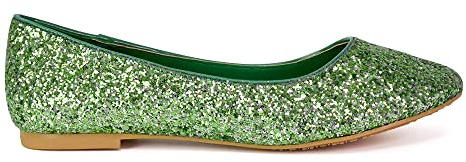 ESSEX GLAM New Womens Ladies Flat Glitter Bridal Bridesmaid Prom Dolly Pumps Shoes 3-9 (UK 4 / EU 37 / US 6, Turquoise Glitter)