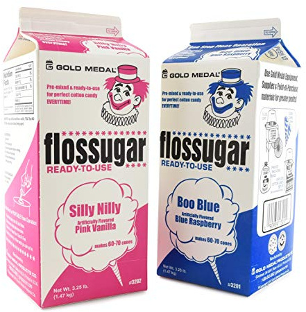 Gold Medal Variety Candy Flossugar (Blue Raspberry and Pink Vanilla) , 52 oz - 1/2 Gallon, 2 Pack