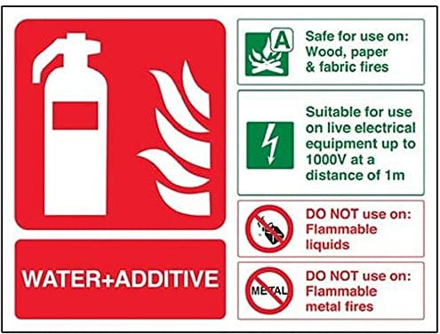 A2Z Fire Extincteur vsafety 11022 AR-S Vario Panneau, l'eau et additif d'identité, autocollant, paysage, 200 mm x 150 mm, vert/rouge
