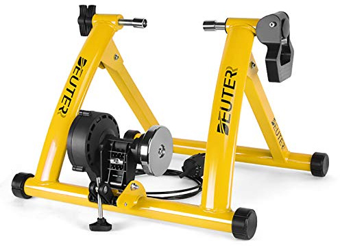 Bike Trainer, Magnetic Bicycle Stationary Stand for Indoor Exercise Riding, 26-29 & 700C Wheels, Quick Release Skewer & Front Wheel Riser Block Included