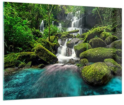 Bilder auf Glas 100x70cm Glasbild Park Wasserfall Wasser Groß Wanddeko Bild im Glas Schlafzimmer Küche Deko Wandbilder Dekoration Wohnzimmer Modern Wall Decor Wand Kunstdruck Art GAA100x70-3754