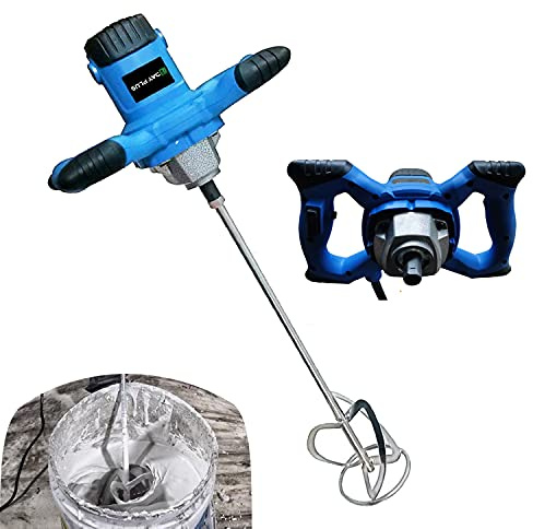 Mezclador de mortero de 2600 W, 230 V, 1500 rpm, 6 niveles de potencia eléctrica, mezclador, agitador de hormigón, mortero, con función de arranque suave para mezclar color, hormigón y mortero