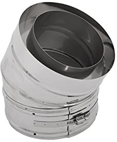 DTZ Coude Poêle à Bois ou Granulé, Cheminée, Insert, Gaz | Coude Conduit Isolé Double Paroi Inox – Coude 30° Ø200/Ø150mm