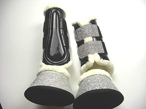Generisch Set damasker, benskydd, hovklockor, hovskydd, vit/svart med glitter som set (varmt blod)