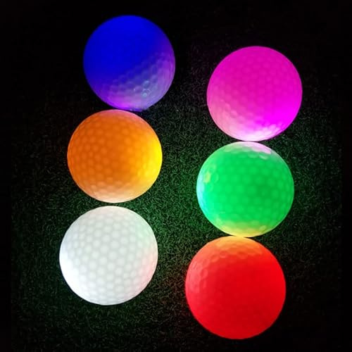 zalati Brillan en las pelotas de golf oscuras, 6 unidades, luces LED, con iluminación de 5-8 mins/tiempo para 48 horas de duración de la batería con multicolor
